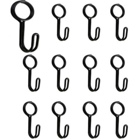 Crochets en spirale universels noir – Lot de 12 pièces avec œillet, acier galvanisé, pour remorque, bâche, bateau, moto et vélo (1/4)
