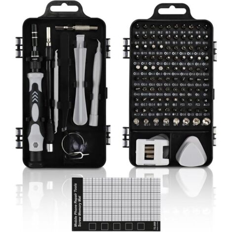 Kit de tournevis de précision 122-en-1 pour réparation électronique – embouts en acier trempé, étui compact et organisateur inclus (1/4)