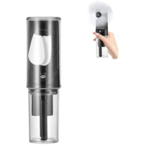 Ventilateur-brumisateur portable 4 niveaux, noir, rechargeable, compact – idéal bureau, voyage, camping et extérieur (1/4)