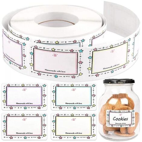 Étiquettes adhésives alimentaires pour pots de confiture – 250 pièces par rouleau, format 5 × 3 cm, papier blanc résistant et sécurisé (1/3)