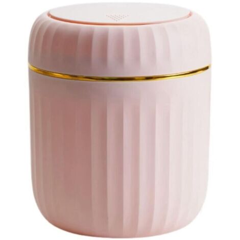 Poubelle de bureau rose avec couvercle à pression – plastique léger, compacte 2L, idéale pour bureau ou salle de bain (1/4)