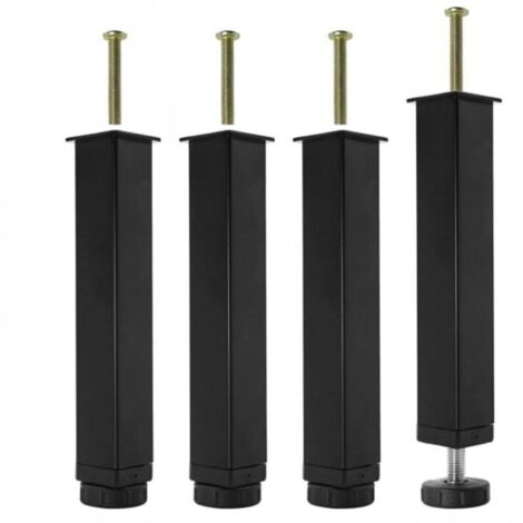 Pieds de lit métalliques réglables – Lot de 4 pieds sommier à lattes hauteur 20 cm, robuste et facile à installer