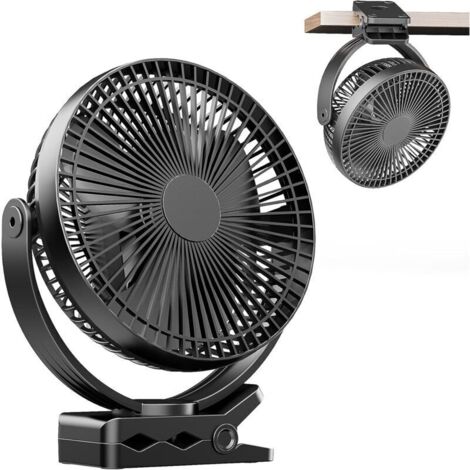 Ventilateur de bureau portable avec pince USB 20 cm, batterie 10000 mAh, 4 vitesses et rotation bidirectionnelle (1/4)