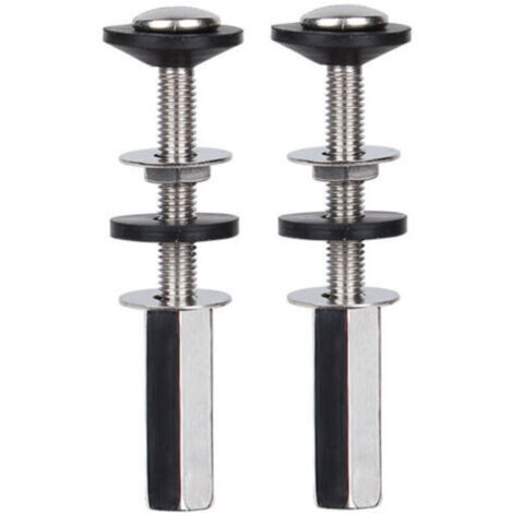 Boulons de fixation pour réservoir de chasse d’eau – Lot de 2, antirouille avec écrous et rondelles en caoutchouc (1/4)