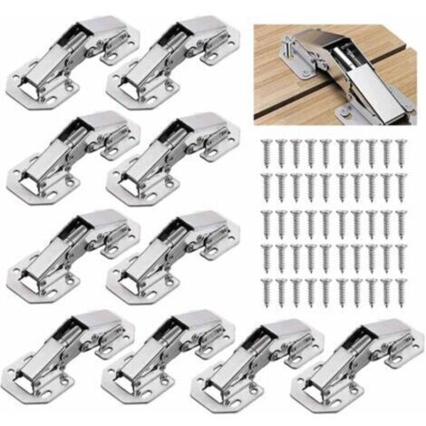 Charnières de meuble invisibles en acier allié – Lot de 10 pièces, 3 pouces (76 mm), ouverture à 90°, compatibles avec portes d’armoires bureau et cuisine (1/4)