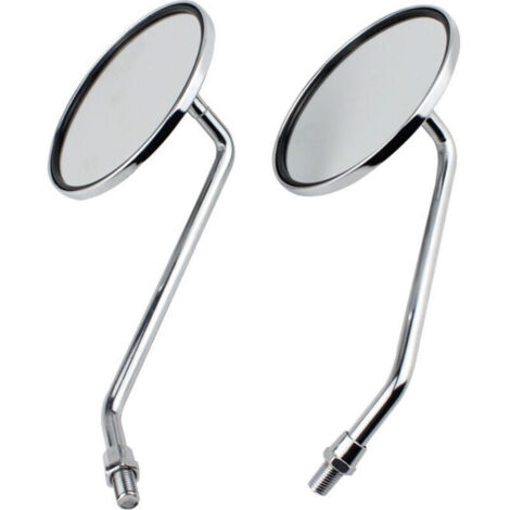 Rétroviseurs moto chromés ronds – paire complète (gauche + droit), diamètre 8 mm, finition argentée brillante