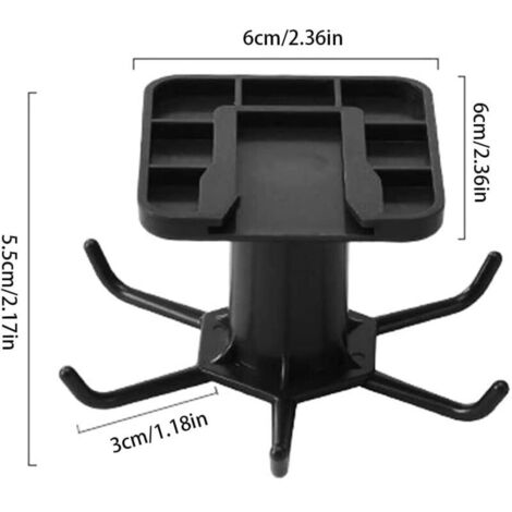 Étagère murale rotative 360° autocollante pour ustensiles de cuisine – 6 crochets, design compact, sans perçage, idéale salle de bain & placard (1/3)