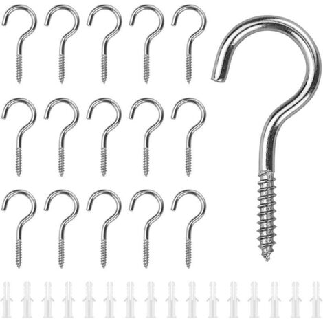 Crochets muraux et plafond en acier inoxydable 3 × 40 mm – Lot de 16 pièces, fixation solide et résistante à la corrosion (1/4)