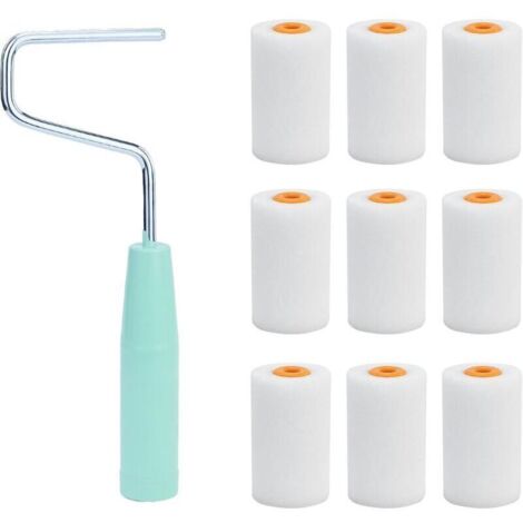 Lot de 9 mini-rouleaux mousse 56 mm + 1 support mural pour peinture – Ensemble complet professionnel