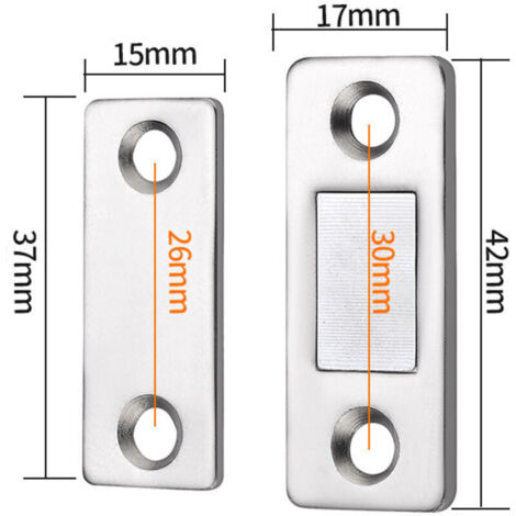 Loquets magnétiques ultra-plats adhésifs pour meubles – Lot de 4, fixation sans perçage, aimant puissant intégré, épaisseur minimale
