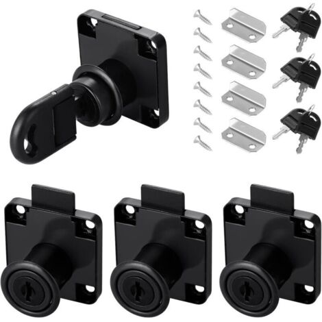 Serrures à came pour meubles – Lot de 4 pièces, 22 mm, fixation facile sur tiroirs, armoires et boîtes en bois ou MDF (1/4)