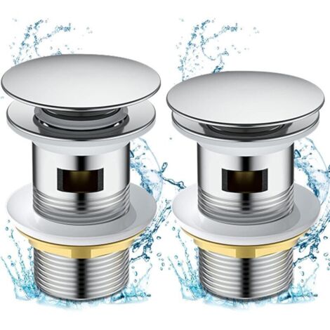 Bonde de lavabo à commande manuelle chromée avec trop-plein, facile à installer, orifice 1/4 pouce, finition brillante (1/4)