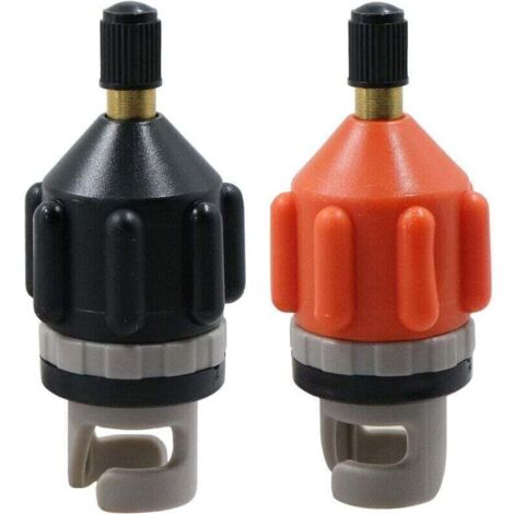 Adaptateur de pompe SUP D 2 pièces pour kayak, canoë et dériveur – noir/orange, compatible valves standard (1/4)