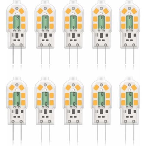 Ampoule LED G4 2 W – Équivalent 20 W, Blanc Chaud 3000 K, 200 lm, 12 V AC/DC, 12 SMD, Lot de 10 (1/4)