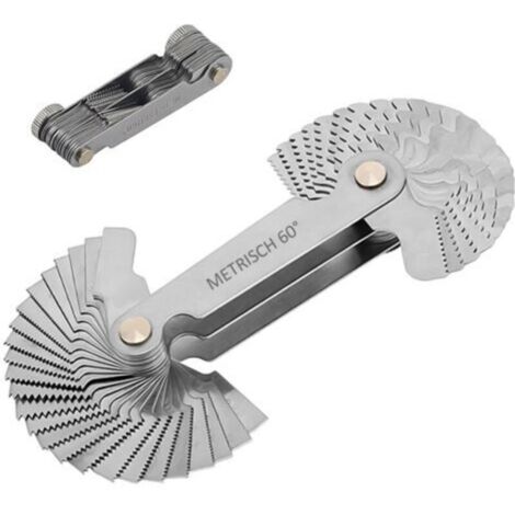 Jauge de filetage métrique et impériale – Acier inoxydable, angle 60°/55°, poignée ergonomique, précision professionnelle (1/4)