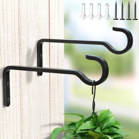 Crochets muraux suspendus pour plantes – Lot de 2, acier galvanisé, 14,5 cm, design robuste et discret (1/4)