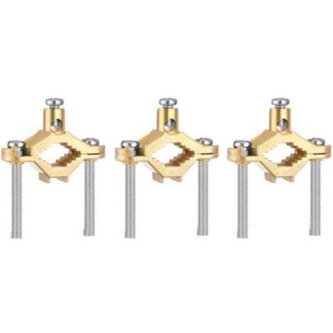 Pince de terre en alliage cuivre – Lot de 3, fixation rapide par vis, compatible tige cuivre, accepte câbles 10–2 mm² (1/4)
