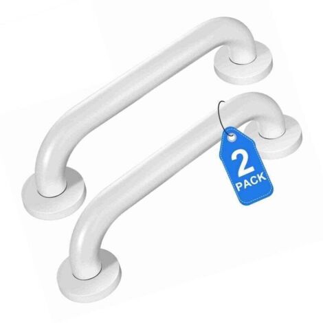 Poignées de sécurité pour baignoire – 2 pièces en acier inoxydable antidérapantes, 30 cm, blanc – pour seniors et enfants (1/4)