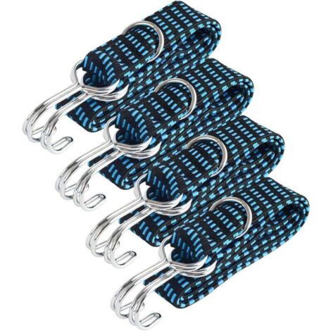 Tendeurs élastiques pour bagages – Lot de 4 sangles ajustables 1 m avec crochets métalliques, résistantes et polyvalentes (1/4)
