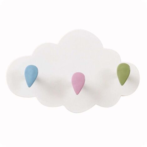 Porte-manteau mural nuage pour enfant – sans perçage, fixation sécurisée sur porte ou mur, design ludique et coloré (1/4)