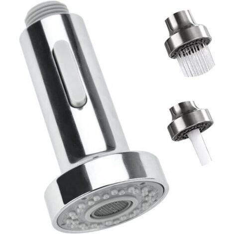 Pulvérisateur de robinet cuisine 2 modes extractible – Tête de remplacement universelle en laiton chromé, compatible mitigeurs standard (1/4)