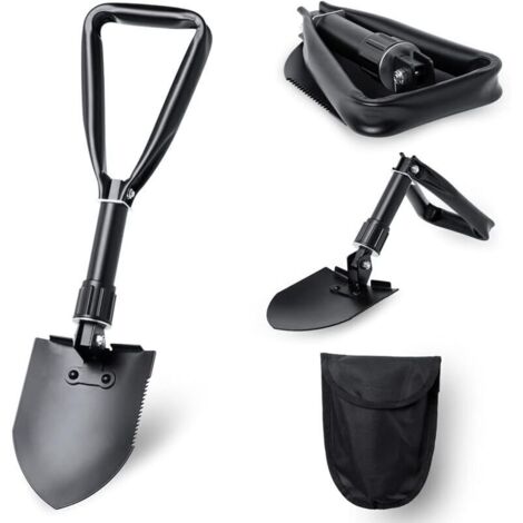 Pelle pliante multifonctionnelle – Noir, ultra-portable, 30+ fonctions, alliage aluminium résistant, idéale camping, plage & jardin (1/4)