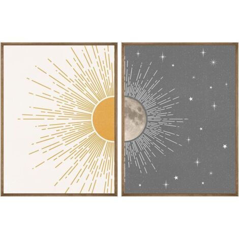 Affiche murale bohème Soleil-Lune – Décoration céleste vintage années 60, imprimé moderne sur papier haute qualité, format 50x70 cm (1/4)
