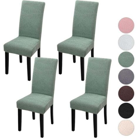 Housse de chaise extensible et élastique universelle – Vert clair, lavable, ajustable pour chaises hautes ou basses, lot de 1 (1/4)