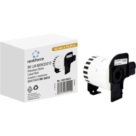 Rouleau d'étiquettes compatibles Brother DK-22212 – 62 mm × 15,24 m, papier blanc adhésif permanent (1/2)