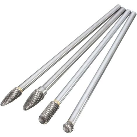 Fraises rotatives en carbure 6 mm – Lot de 4 outils polyvalents pour gravure, meulage et sculpture sur bois et métal (1/4)