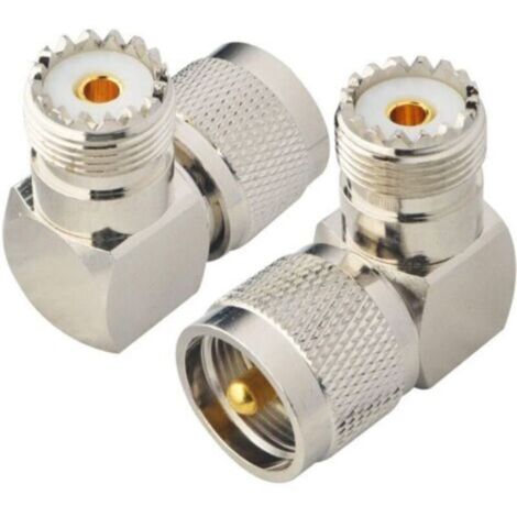 Connecteur coaxial UHF à angle droit PL259 mâle vers SO239 femelle, faible perte, forme L 90°, pour antenne – Lot de 2 (1/4)
