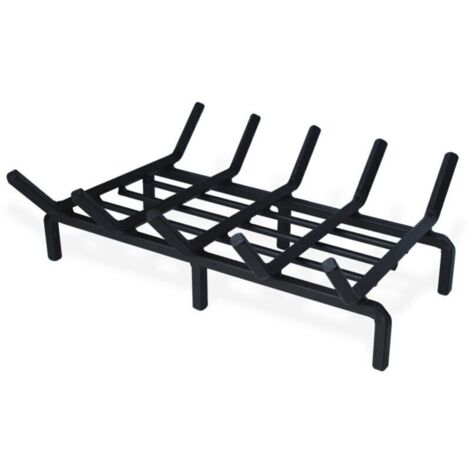 Porte-bûches en acier noir robuste – 54 x 131 cm – support stable avec grille et pieds pour bois de cheminée (1/4)