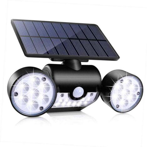 Lampes solaires extérieures à détecteur de mouvement, applique murale 3 têtes pour garage, allée ou jardin – sans fil, étanche IP65 (1/4)