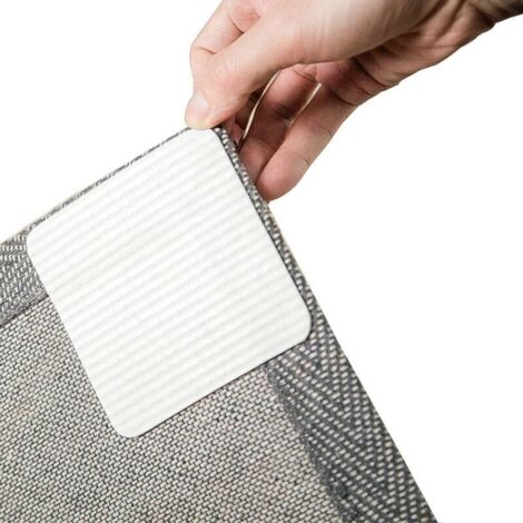 Grippes antidérapantes pour tapis – Lot de 8, lavables, bords plats et facile à décoller, maintien optimal sans glissement (1/4)