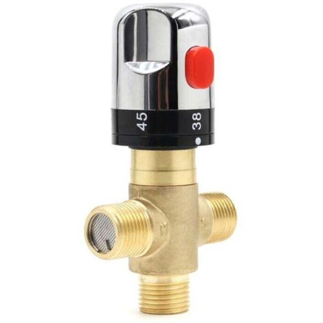 Mitigeur thermostatique en laiton pour salle de bain – Robinet réglable précisément avec sécurité anti-brûlure et finition chromée haut de gamme (1/4)