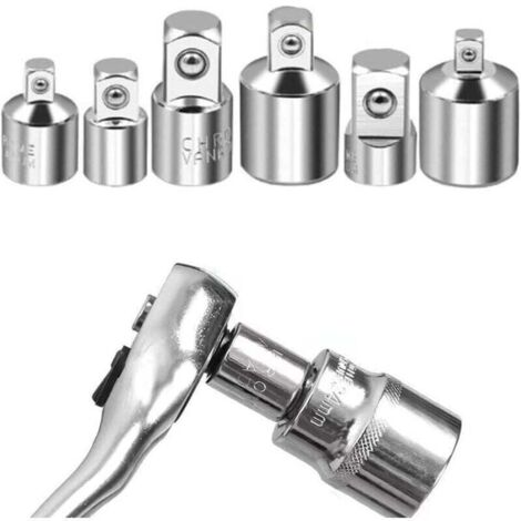 Adaptateur de douille 6 pièces – jeu complet réducteur 1/4″, 3/8″ et 1/2″ pour clés à cliquet, acier trempé, haute précision (1/4)