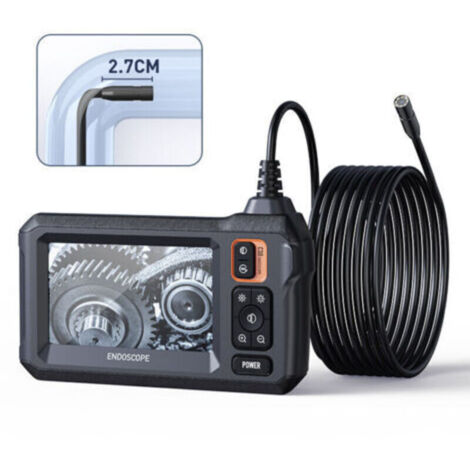 Caméra d’inspection endoscopique industrielle – écran IPS 4,3″, étanche IP67, 8 LED, câble semi-rigide 5 m (1/4)