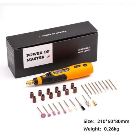 Outil rotatif sans fil 3,6 V avec 32 accessoires – broyeur lithium pour sculpture, polissage, ponçage et perçage (1/4)