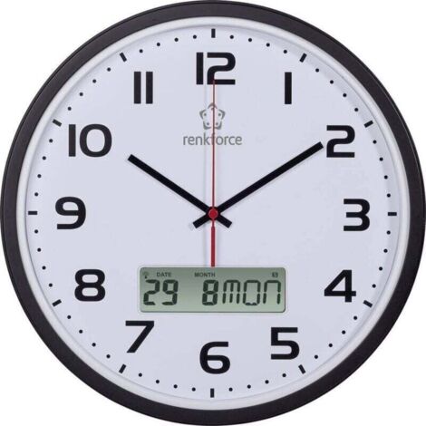 Horloge murale design élégant HD-WRCL135, cadran en verre trempé 30 cm, finition noir mat – 1 pièce (1/3)