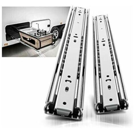 Glissières de tiroir à billes, extension complète 400 mm, charge max. 68 kg, paire robuste pour meubles de cuisine ou bureau (1/4)