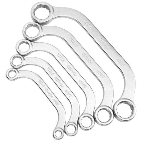 Jeu de clés à cliquet métrique 8–22 mm – 5 pièces en acier chrome-vanadium, double extrémité, forme demi-lune (1/4)