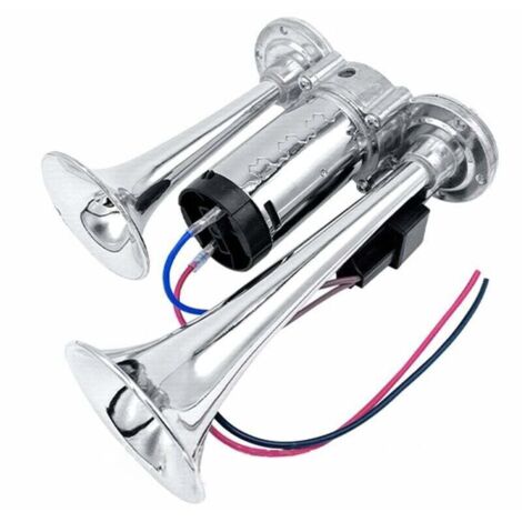 "title": "Klaxon Double Trompette Puissant 600 dB avec Compresseur 12 V – Kit Complet pour Voiture, Moto, Camion, Train et Bateau"
(1/4)