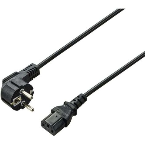 Câble d’alimentation IEC C13 à angle droit 0,75 m noir – Prise mâle coudée + fiche secteur C13 – Référence C634872 (1/3)