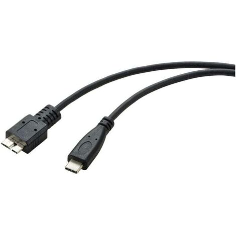 Câble adaptateur USB 3.0 — USB-C mâle vers Micro-B mâle, 0,5 m, modèle RF-5720384, rond, noir C879052 (1/3)