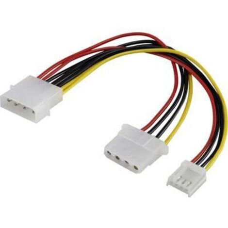 Câble d’alimentation IDE/Floppy rallongé 0,15 m – 1x mâle 4 broches + 1x femelle IDE + 1x femelle floppy Y666741 (1/2)