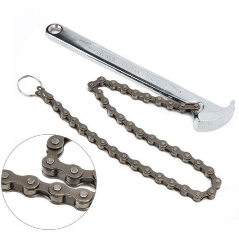 Clé à chaîne réglable 9 pouces pour filtre à huile – Chaîne réversible avec cliquet, diamètre max. 156 mm, idéale pour tuyaux et raccords (1/4)