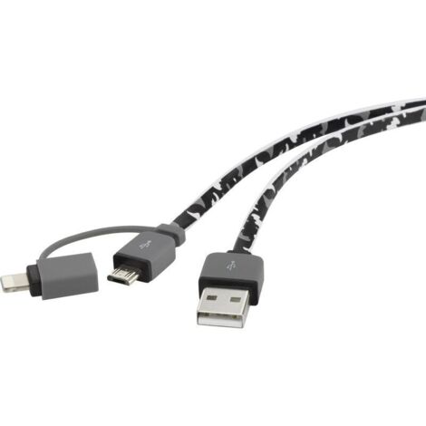 Câble USB 2.0 multifonction (USB-A / Micro-USB / Lightning), 20 cm, design plat camouflage, ultra-flexible – RF4145364 Y694661 (1/3)