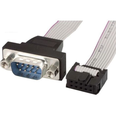 Câble de raccordement série/parallèle SUB-D 9 pôles mâle vers barrette 10 pôles femelle, gris, 0,26 m, référence D98807 (1/4)