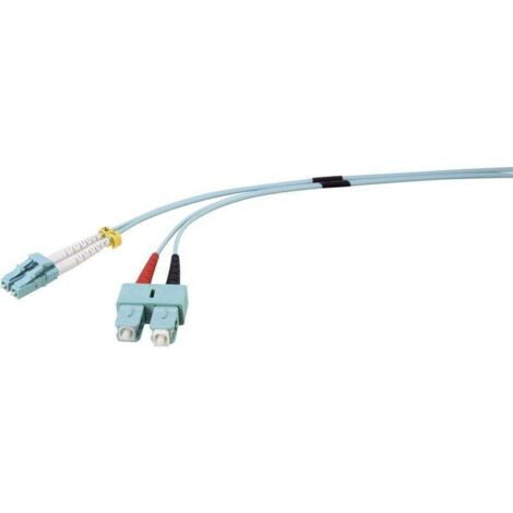 Câble de raccordement fibre optique multimode OM3 2 m turquoise LC mâle vers SC mâle 50/125 µ Y448742 (1/3)