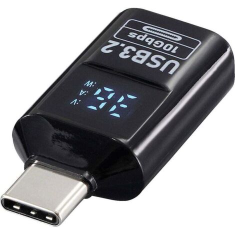 Adaptateur USB-C vers USB-A 3.2 Gen 2, 10 Gbps, charge rapide PD 36 W avec affichage LED tension/courant – Réf. W922163 (1/3)